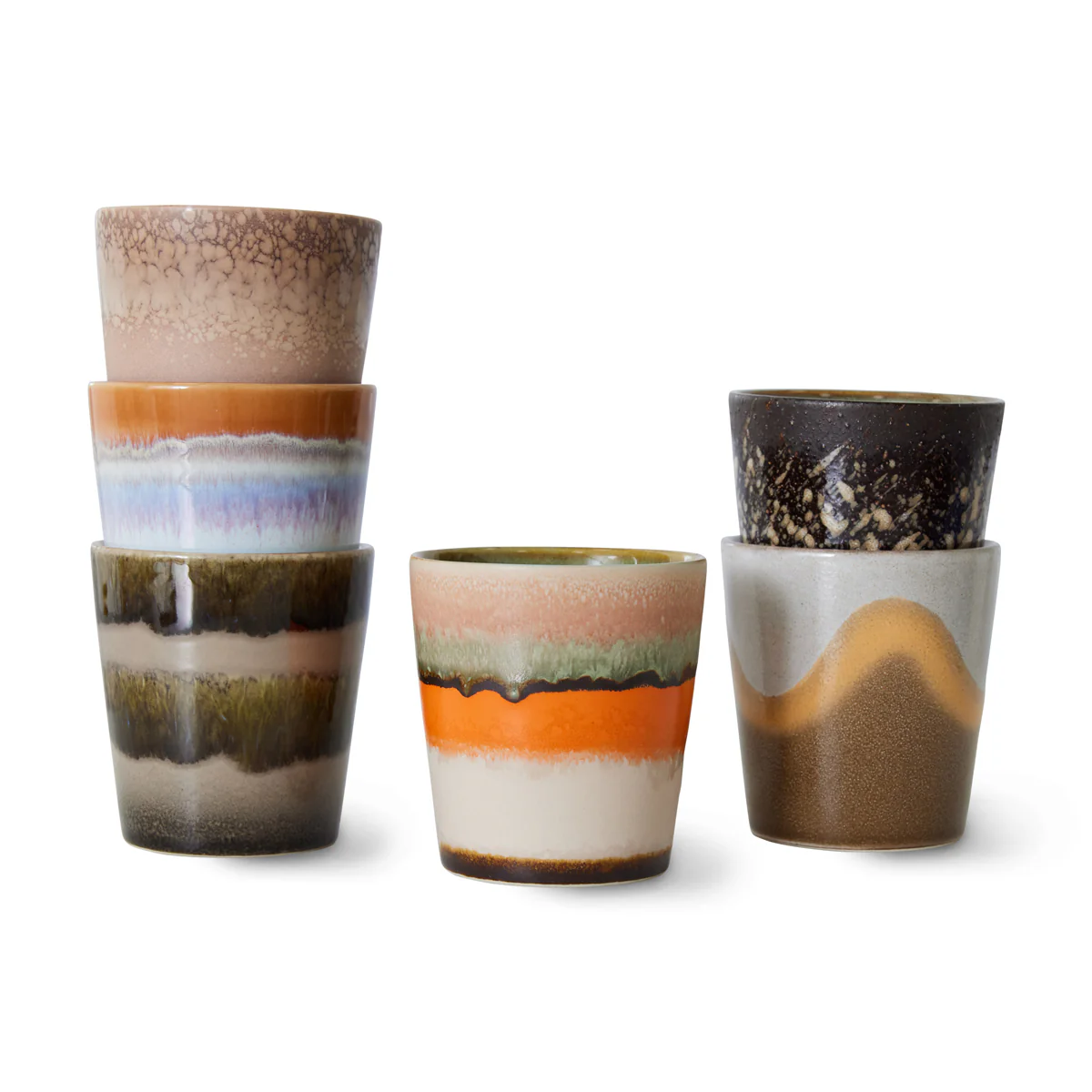 70s Ceramics Coffee Mugs Elements (Set of 6) - Image 5