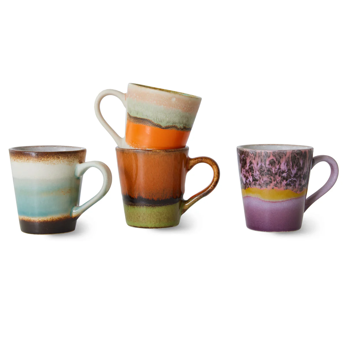 70s Ceramics Espresso Mugs Retro (set of 4) - Image 3