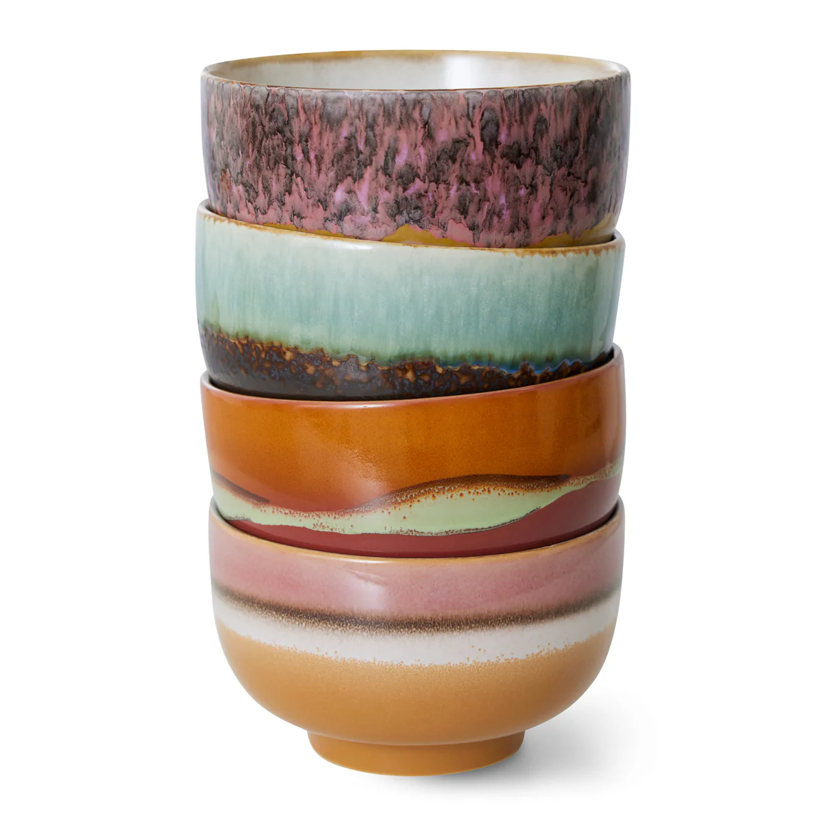 70s Ceramics: Noodle Bowls Geyser (set of 4) - Image 2