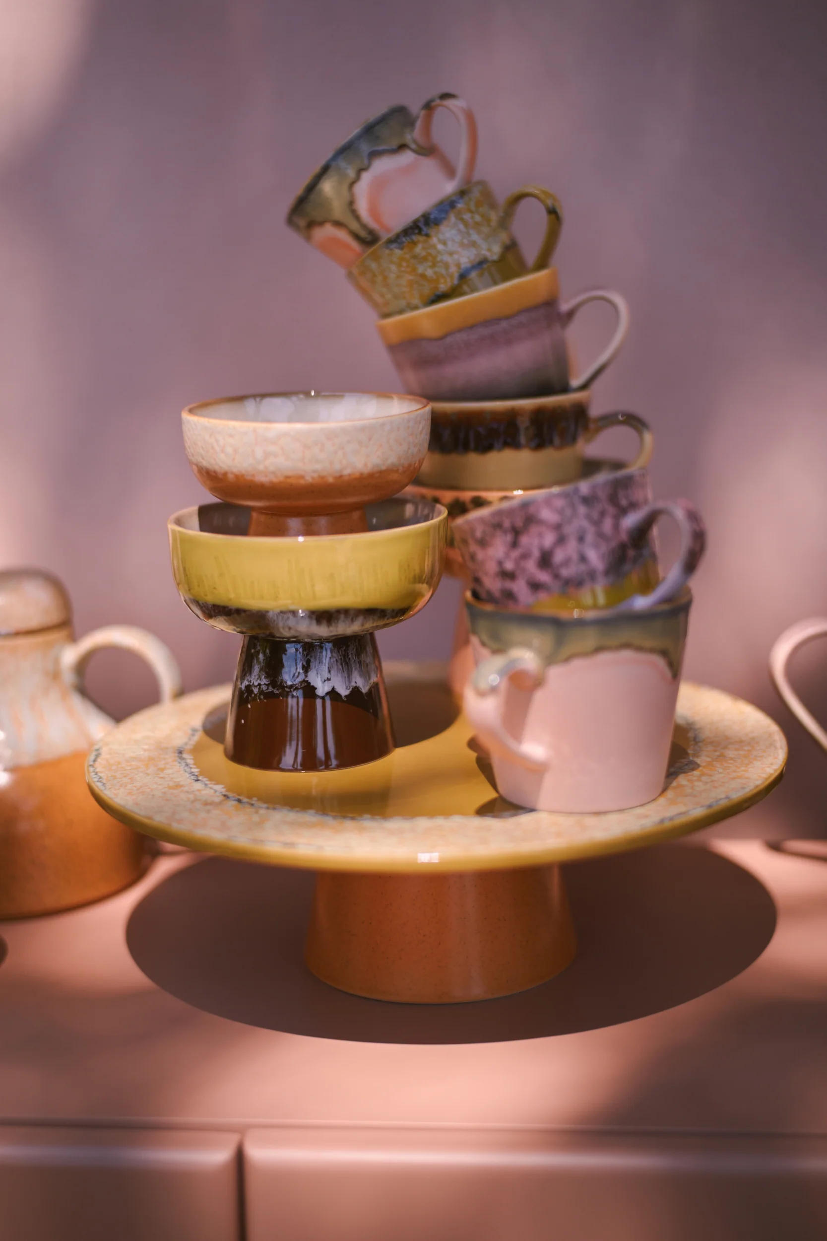 70s Ceramics: Tapas Bowl on Base Creek, L - Image 2