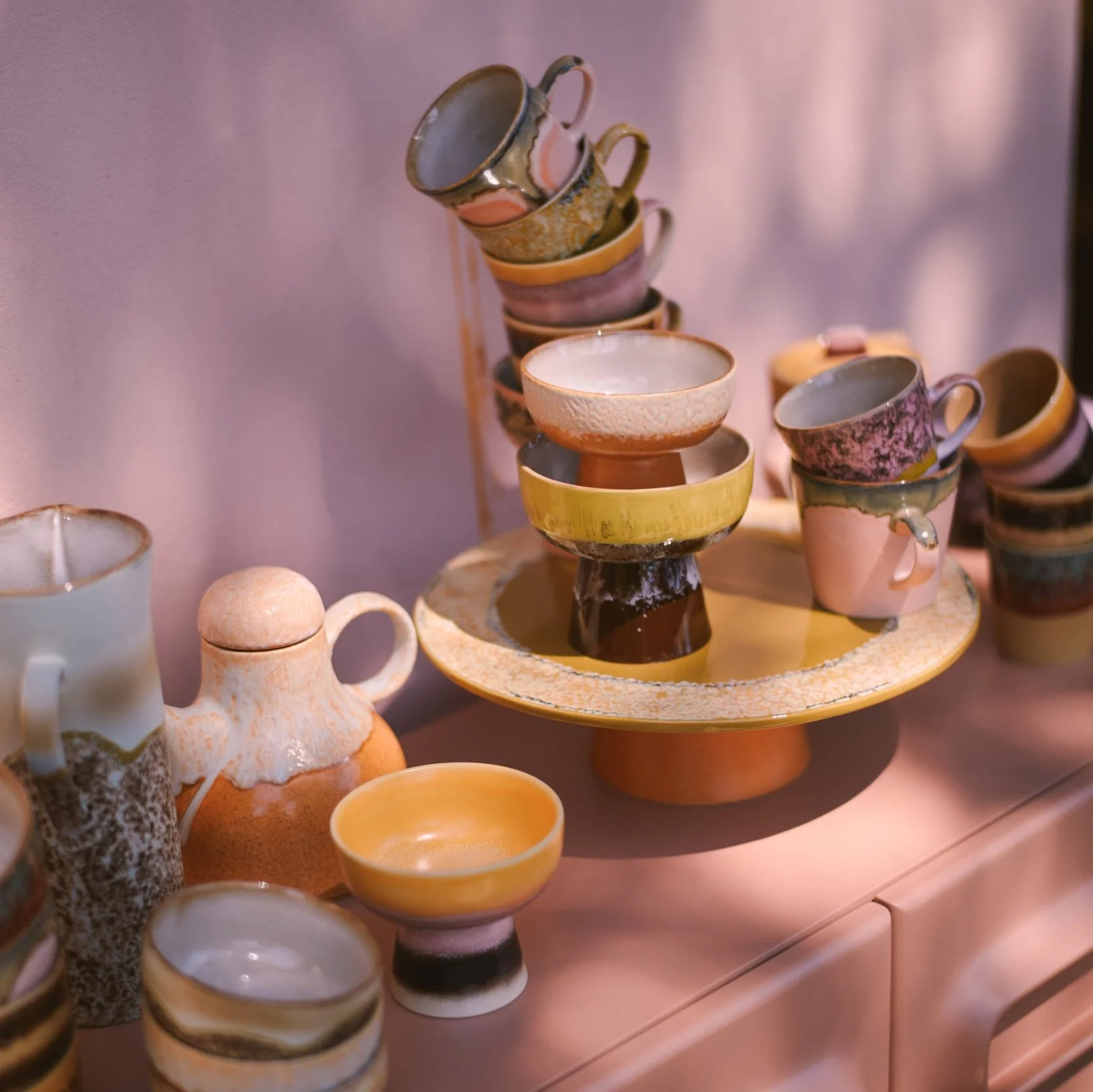 70s Ceramics: Tapas Bowl on Base Creek, L - Image 4