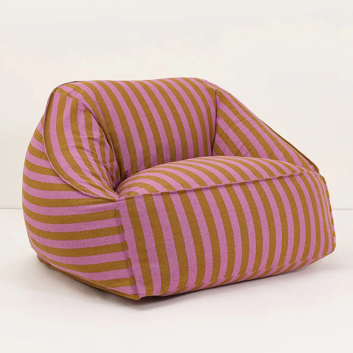 Armchair Beanbag - Adult Size - Ziggy Pink Curry Stripes