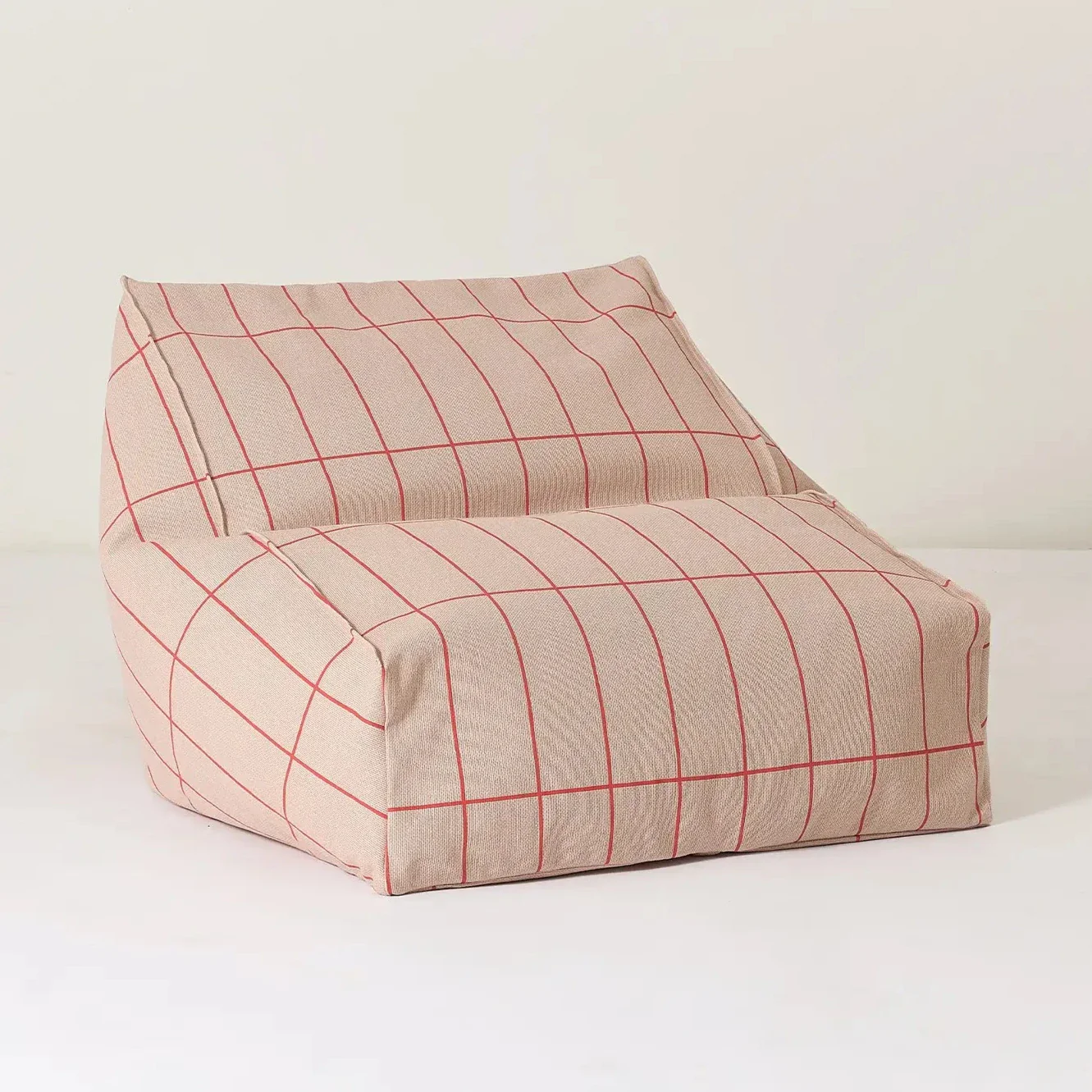 Armchair Beanbag -Kids Vibes -  Pink and Red Grid