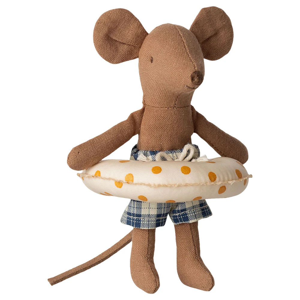 Beach Mouse With Float, Little Brother - Yellow Dot