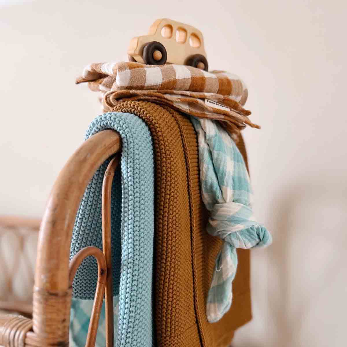 BIANCA SWADDLE GINGHAM CARAMEL: VICHY / L 110*110 - Image 8