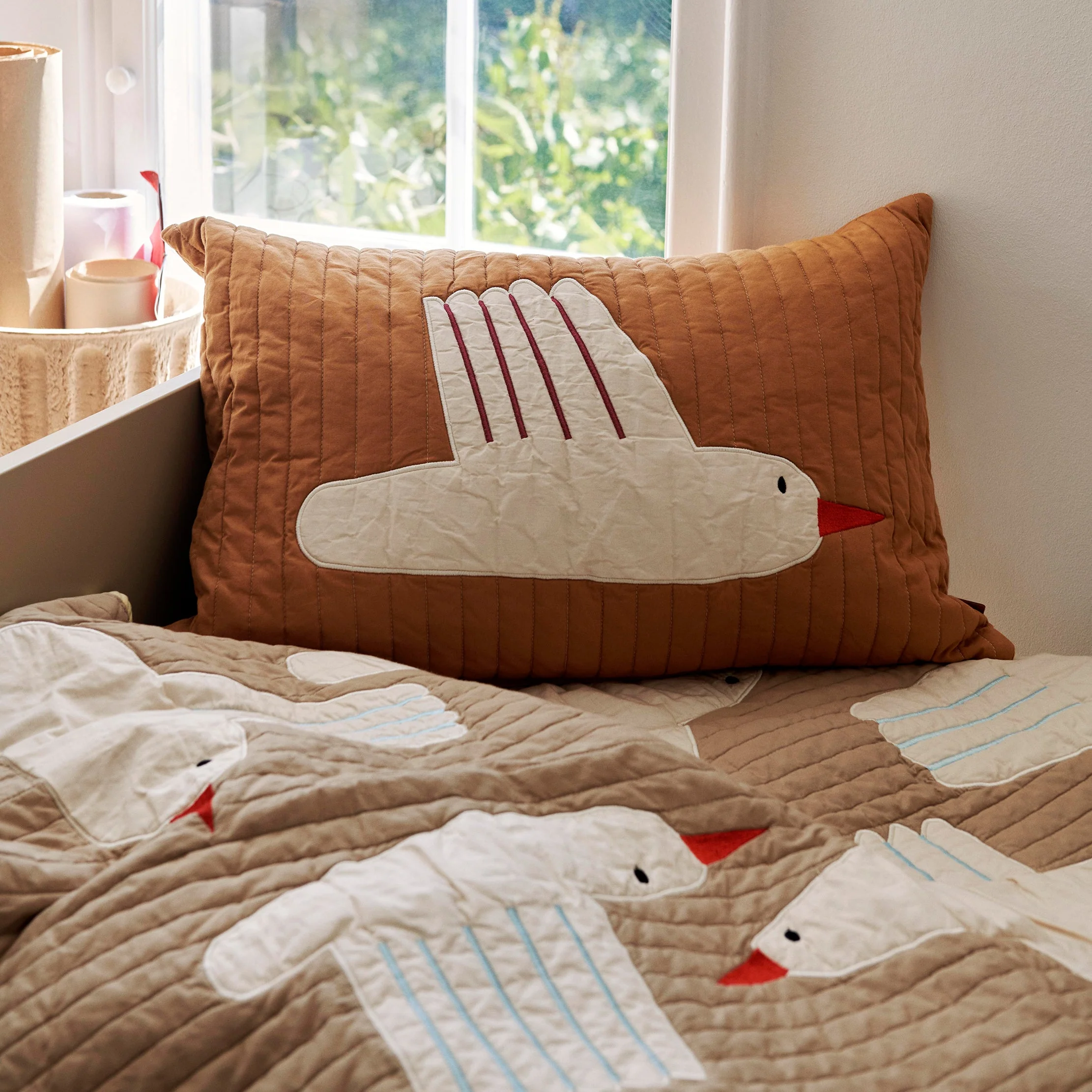 Bird Quilted Cushion Rectangular - Sugar Kelp - Image 2