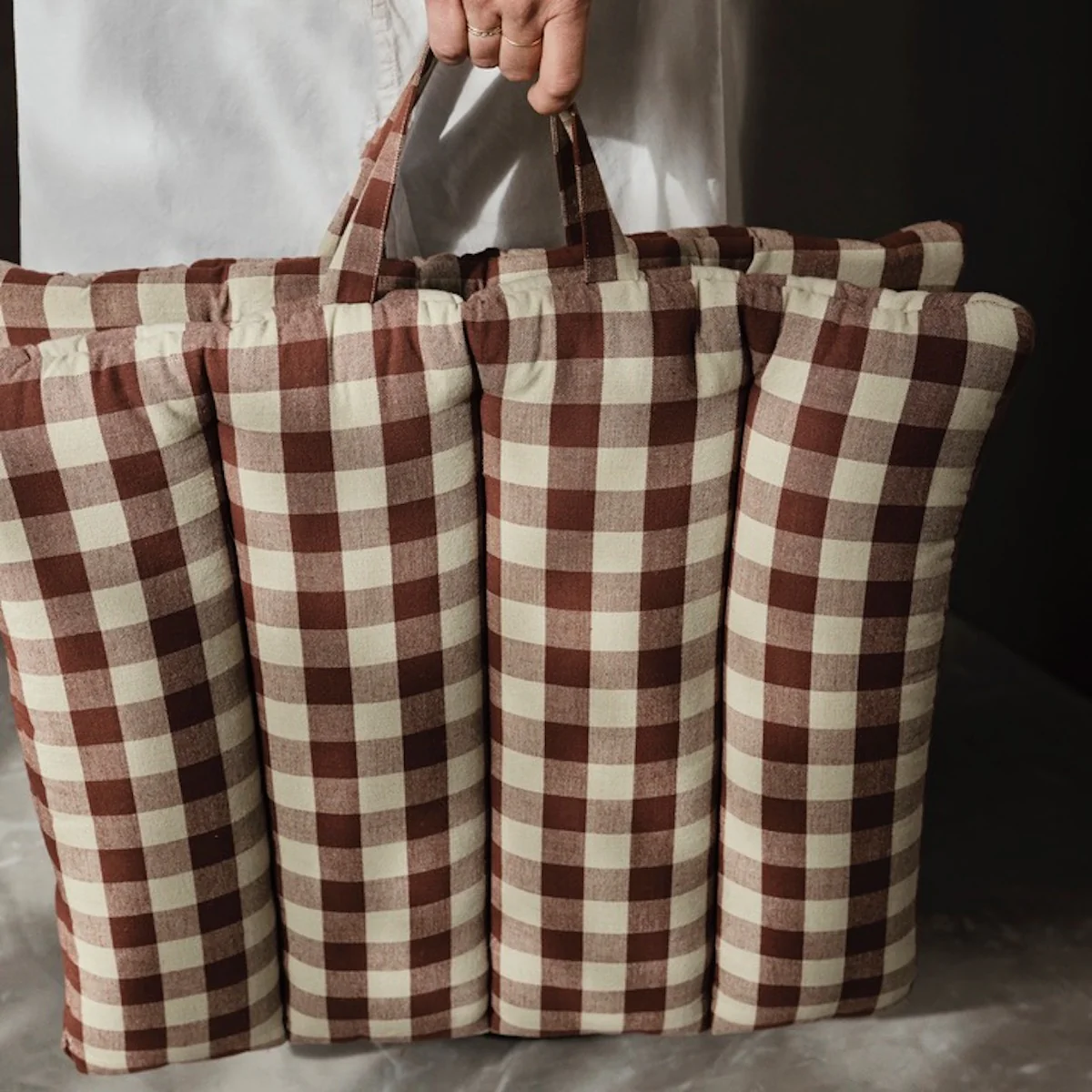 Bothy Check Folding Mat - Cinnamon/Green - Image 3