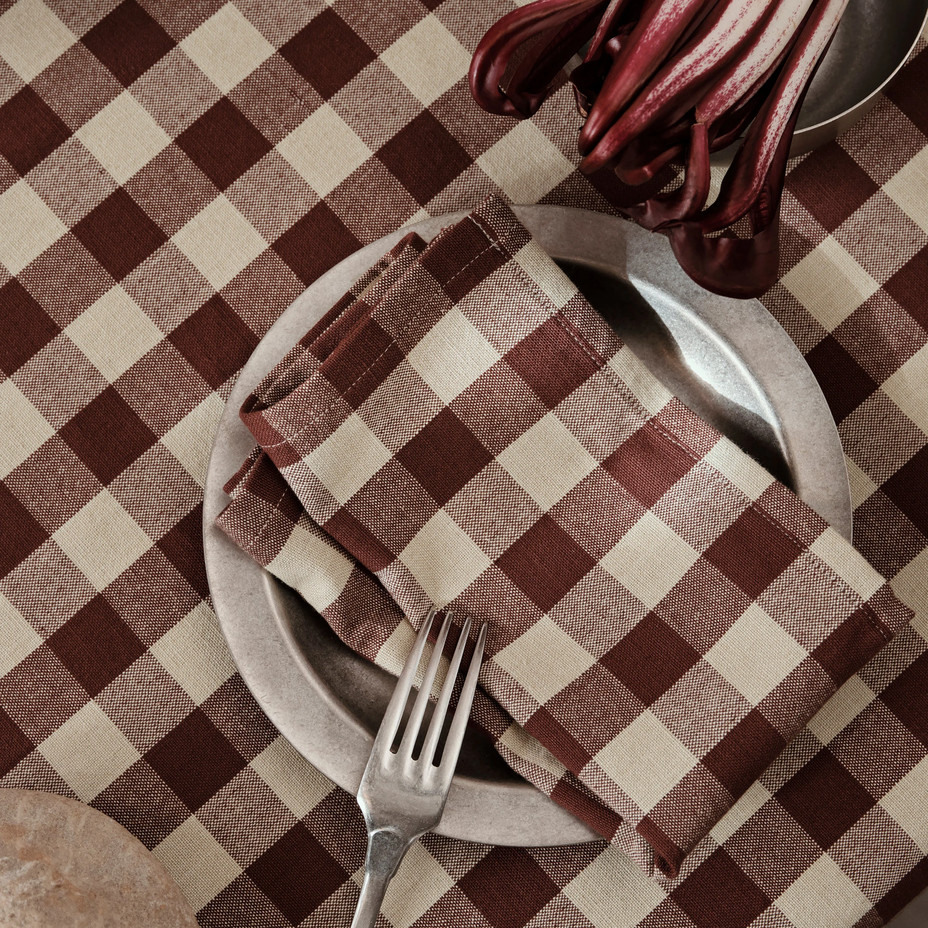 Bothy Check Napkins - Set of 4 - Cinnamon/Grey - Image 4
