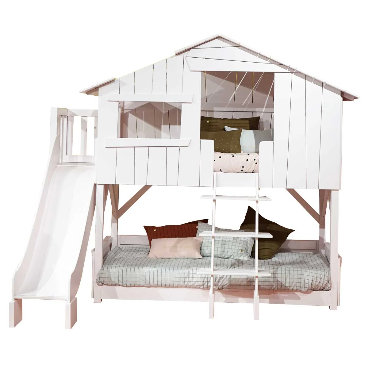Tree house Bunk Bed with Slide and Side Platform - Image 4