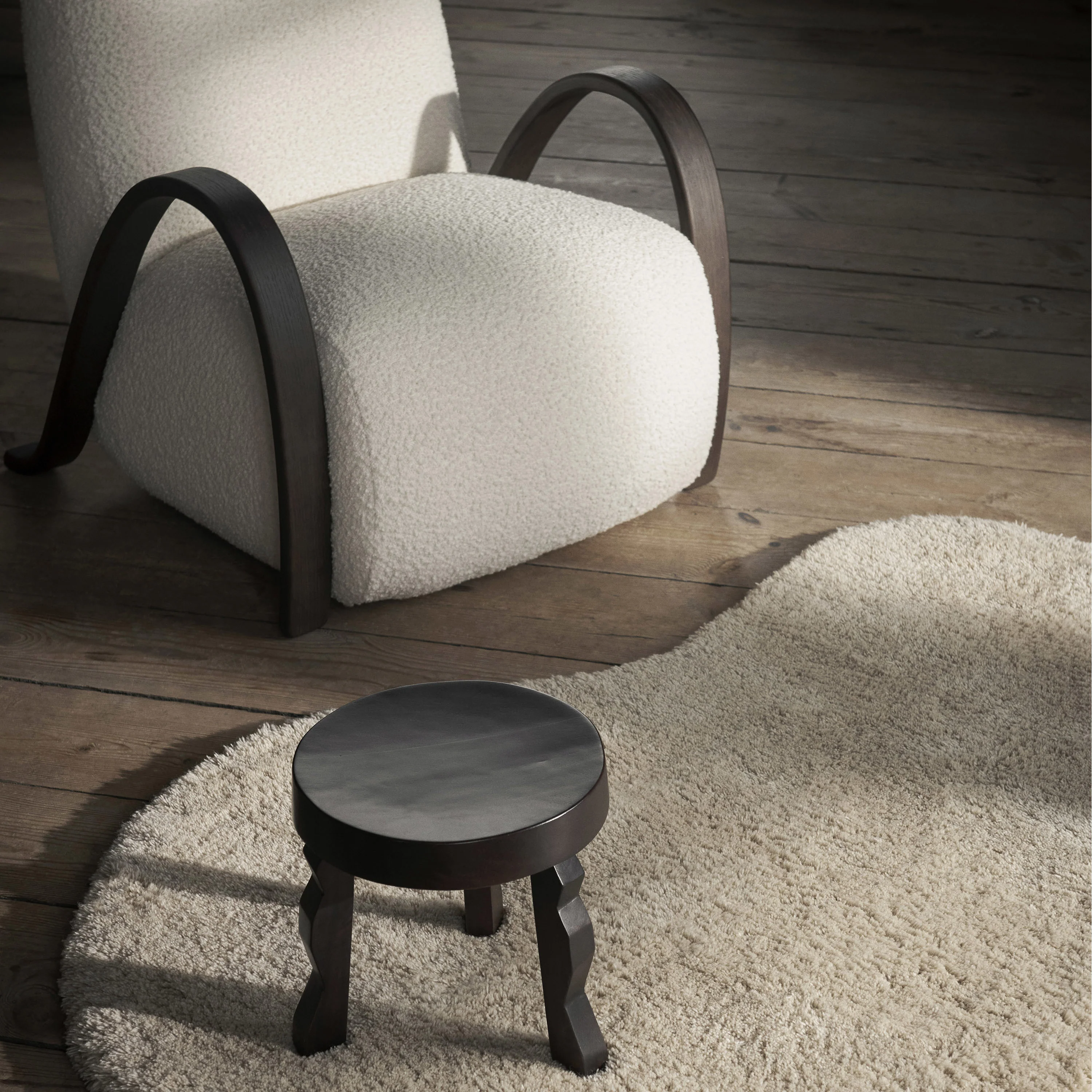 Buur Lounge Chair Nordic Bouclé - Dark St/Off-white - Image 5