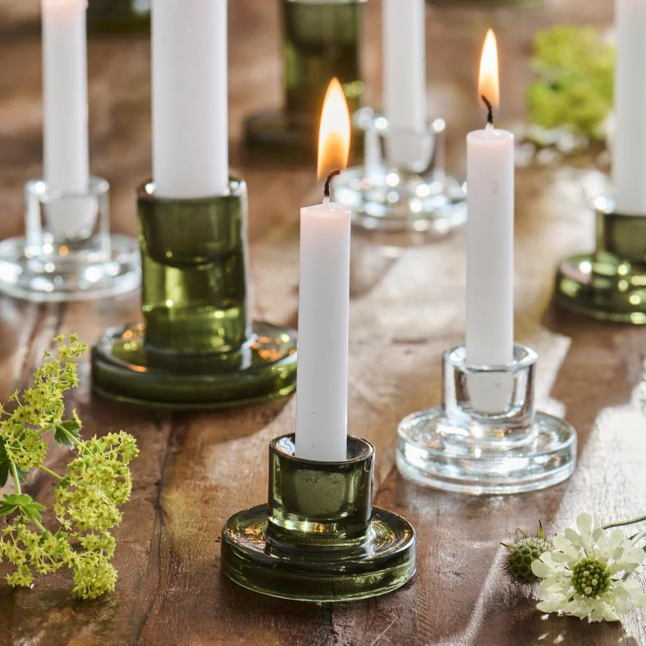 Candle Holder Glass f/2.2 cm Candle Green - Image 3