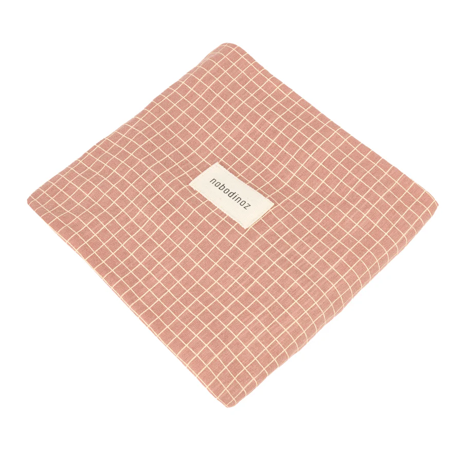 Changing Cover Stories Limited edition - Organic Cotton Jersey Pink Cream Grid - Image 3
