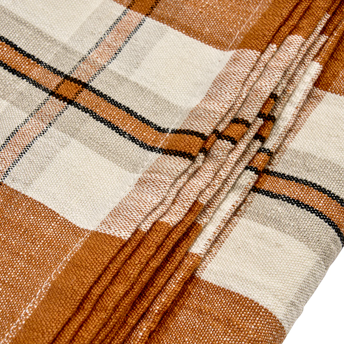 Checked Cotton Tablecloth - Pumpkin Spice 150x150 cm - Image 4