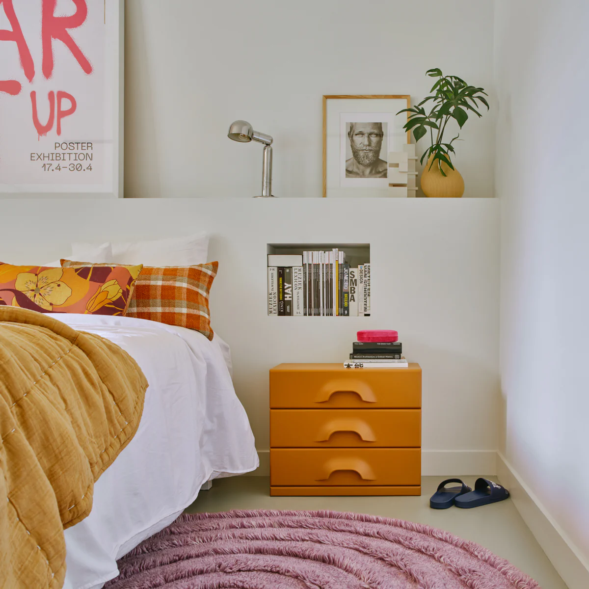 Chest of 3 Drawers, Ginger Orange - Ex Display - Image 5