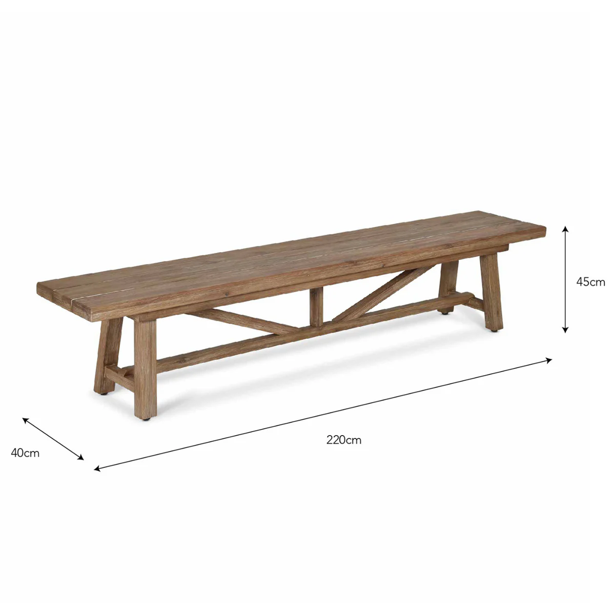 Chilford Wooden Bench Two Sizes - Image 4