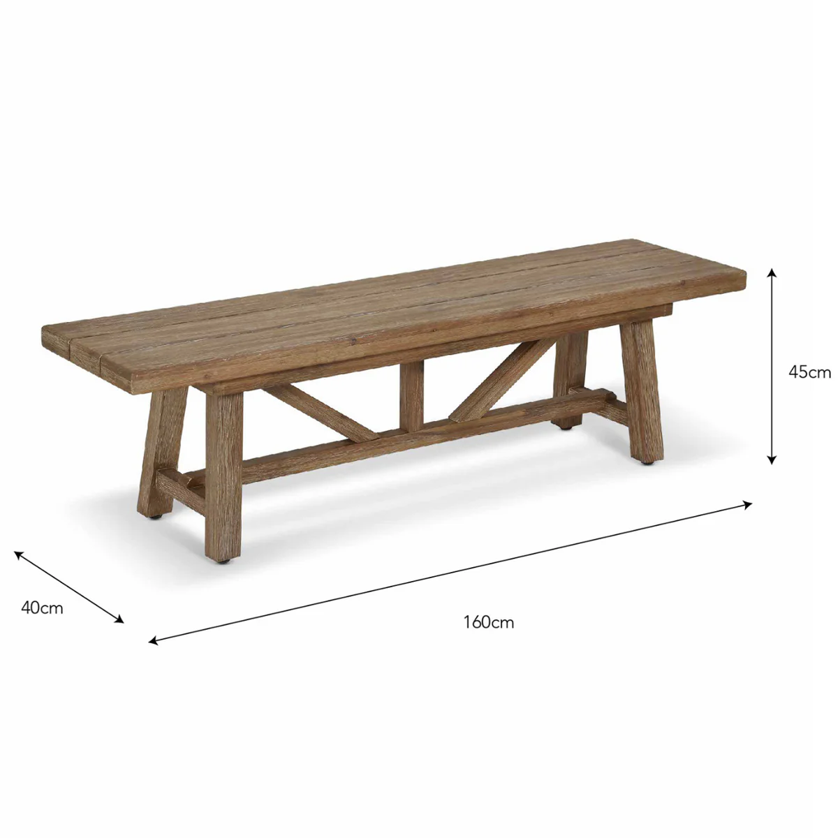 Chilford Wooden Bench Two Sizes - Image 6