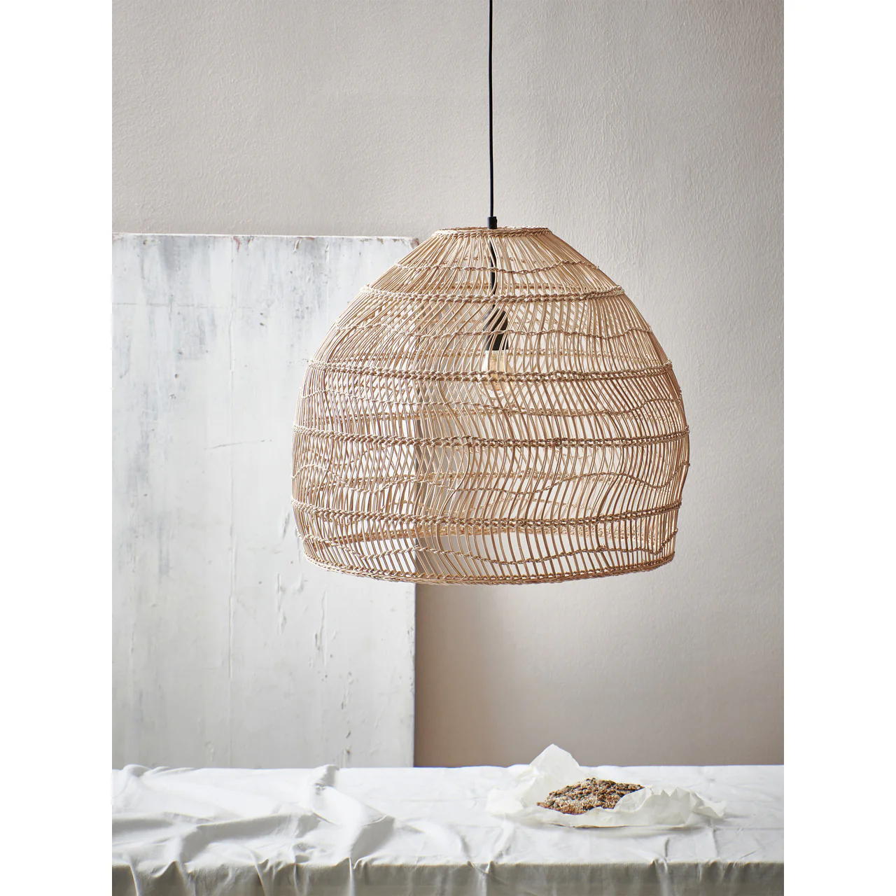 Natural Wicker Hanging Ball Lamp M - Image 3