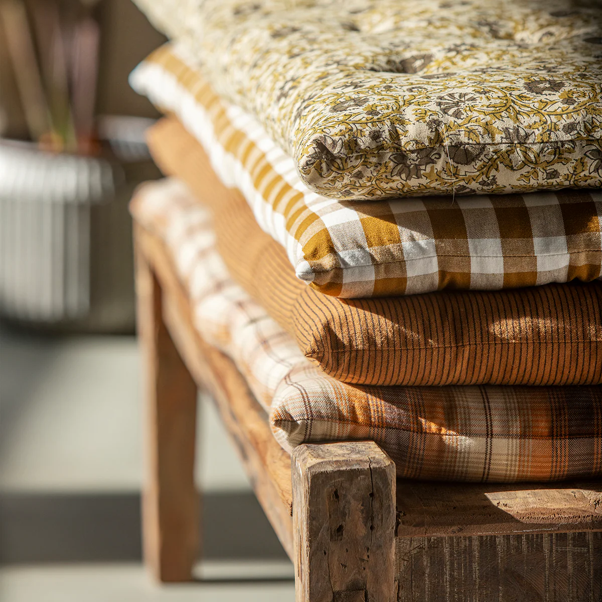 Cotton Mattress - Mustard and White Check - Image 3