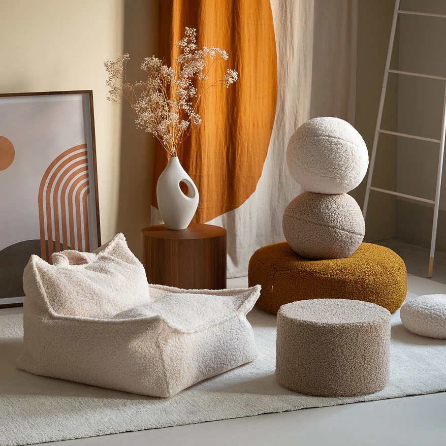 Cream White Beanbag Chair - Image 3