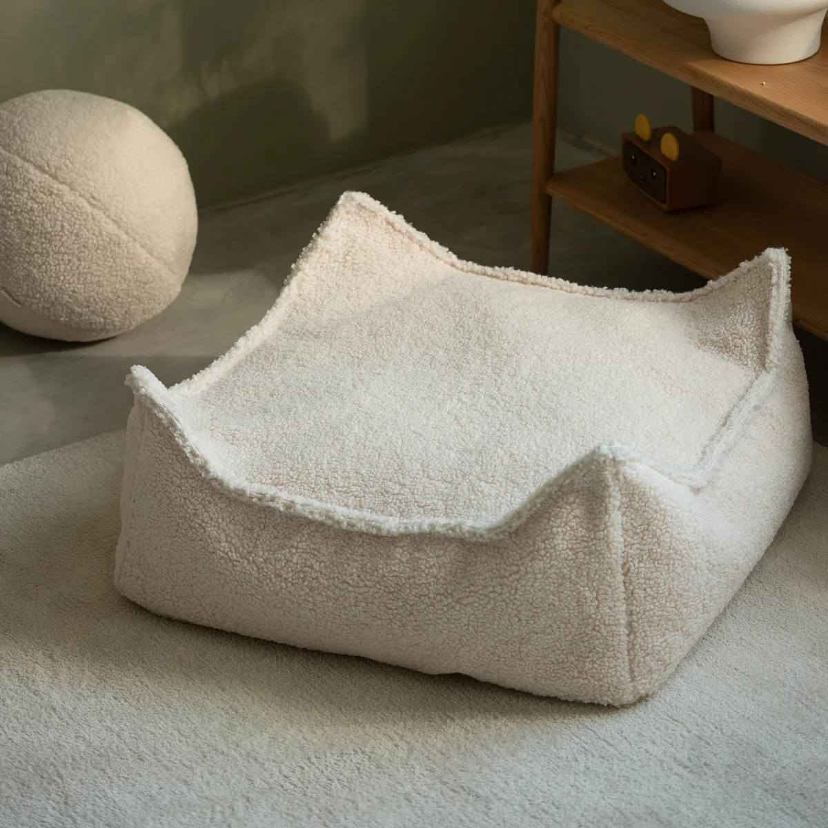 Cream White Square Ottoman - Image 2