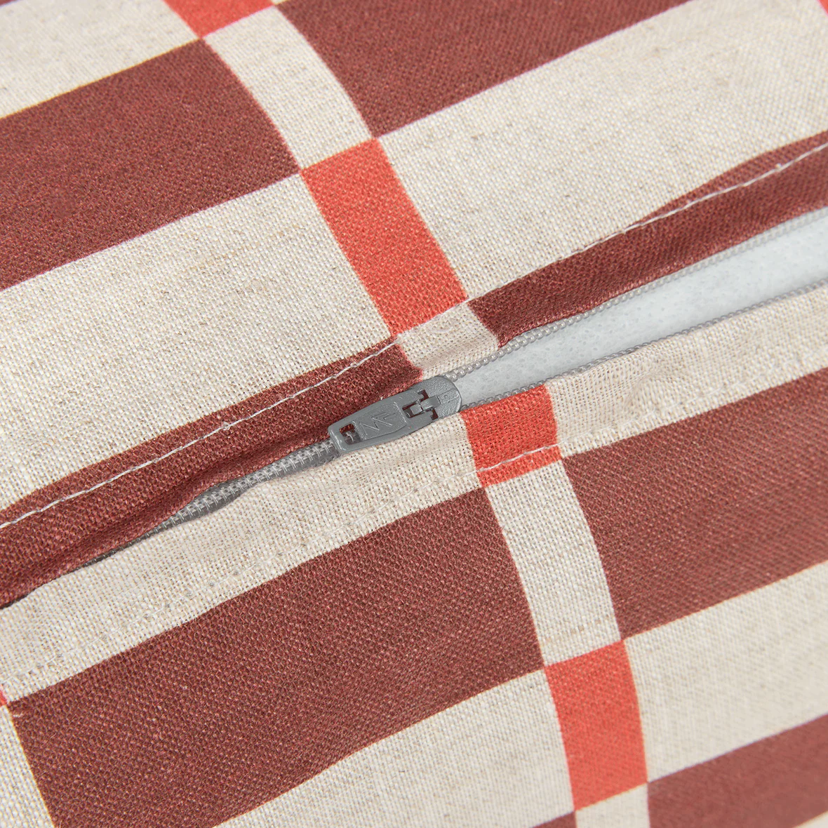 Cylinder Cushion In French Linen Cliff - Maroon Red Mosaic - Image 4