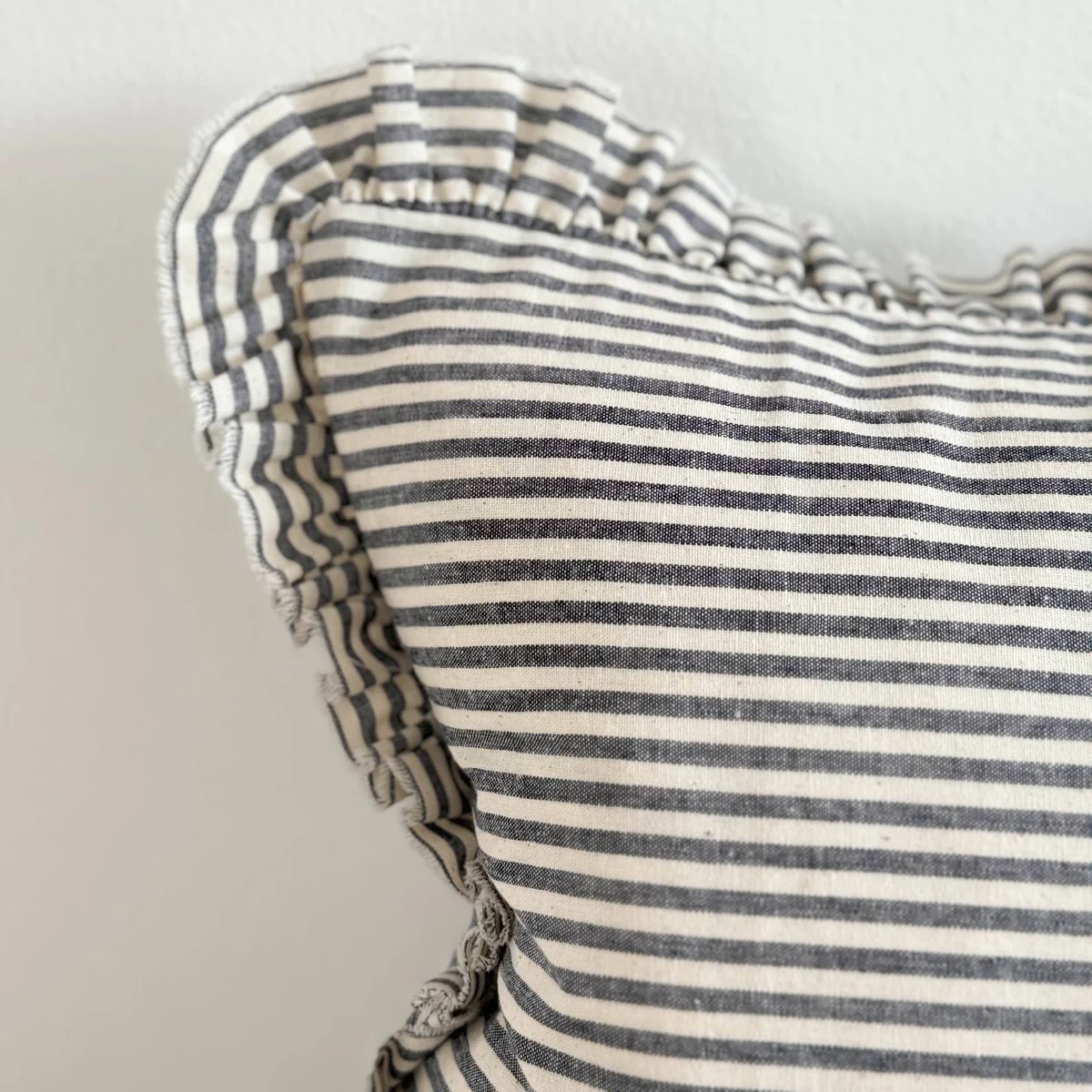 Darcy Cotton Bolster Cushion  80x30 -  Navy & Cream - Image 2