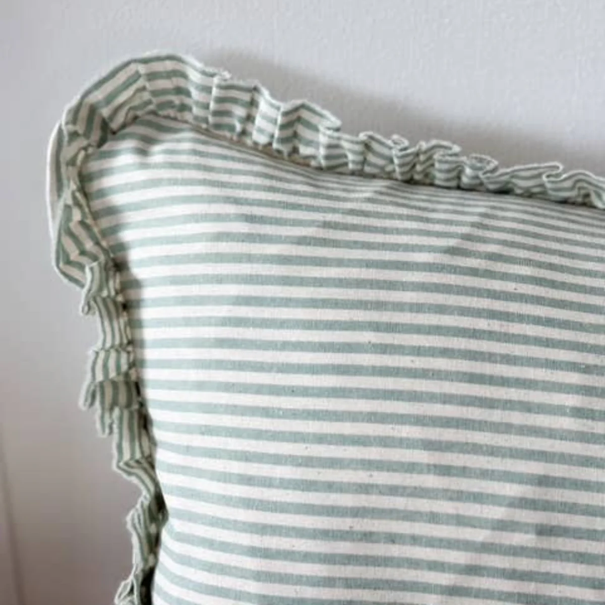 Darcy Cotton Bolster Cushion 80x30 -  Sage Stripe - Image 2