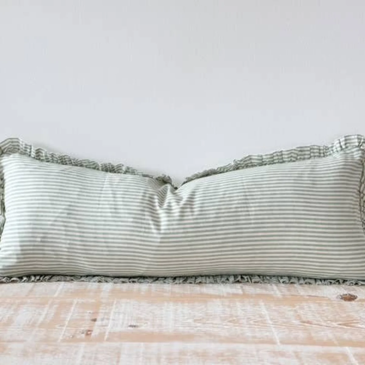Darcy Cotton Bolster Cushion 80x30 -  Sage Stripe - Image 3