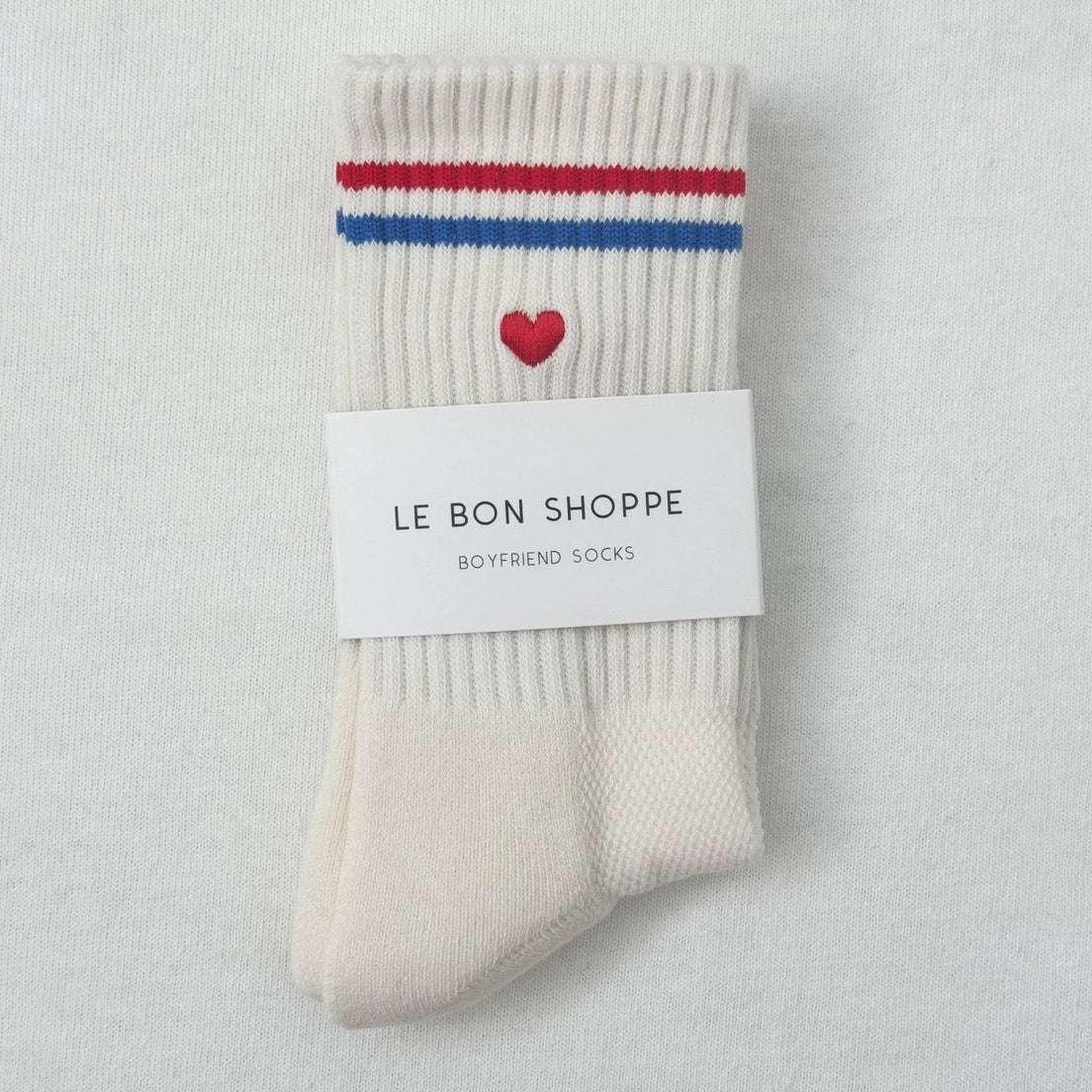 Embroidered Boyfriend Socks: Milk+ Heart - Image 2