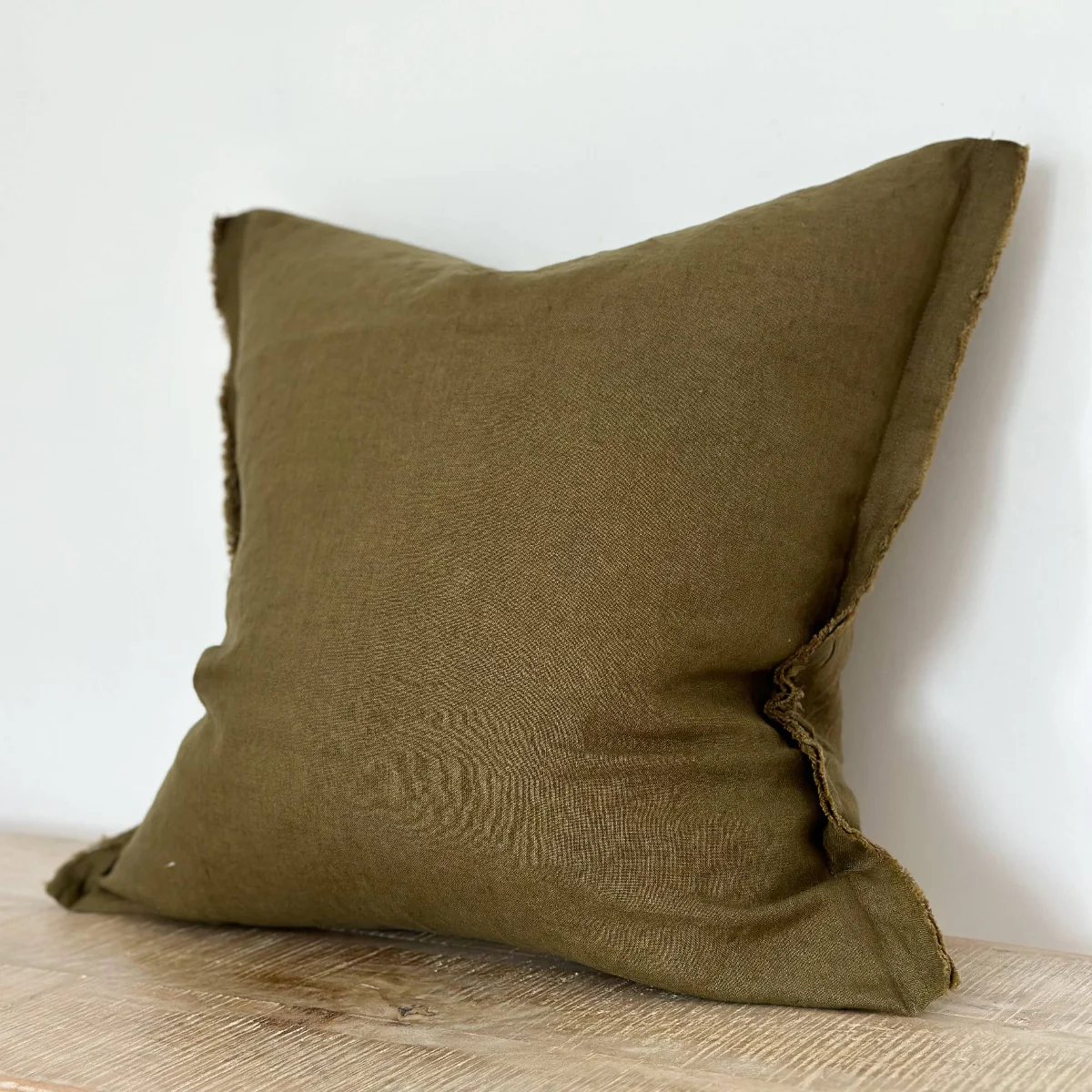 Esmee Linen Cushion – Olive Green: 45 x 45 cm - Image 3