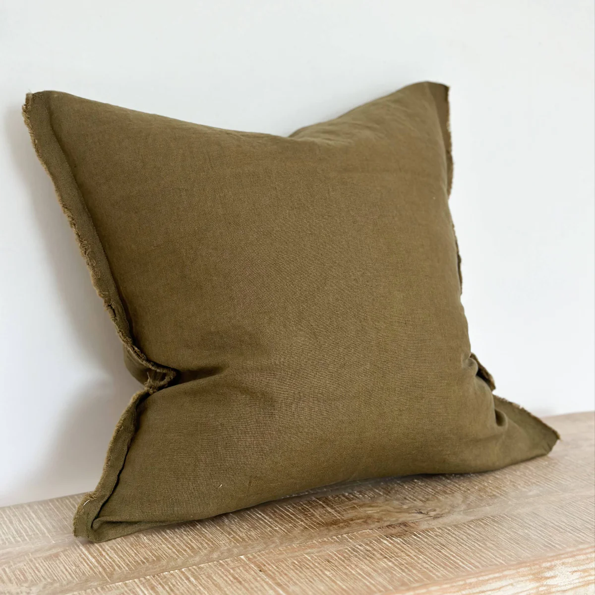 Esmee Linen Cushion – Olive Green: 45 x 45 cm - Image 4