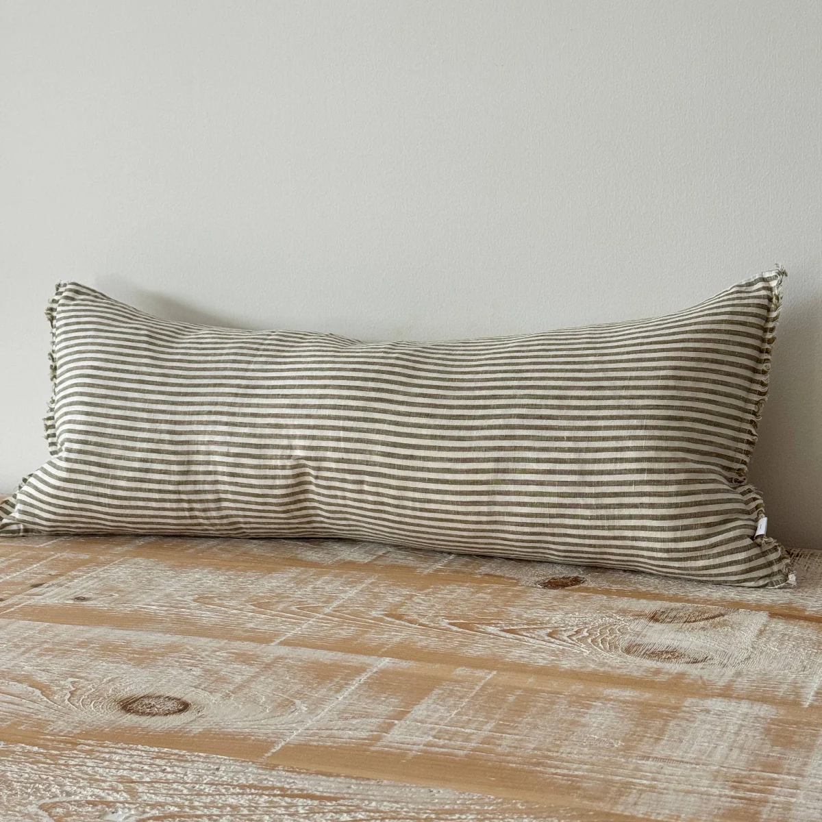 Esmee Olive Stripe Bolster Cushion – Olive Stripe 80x30