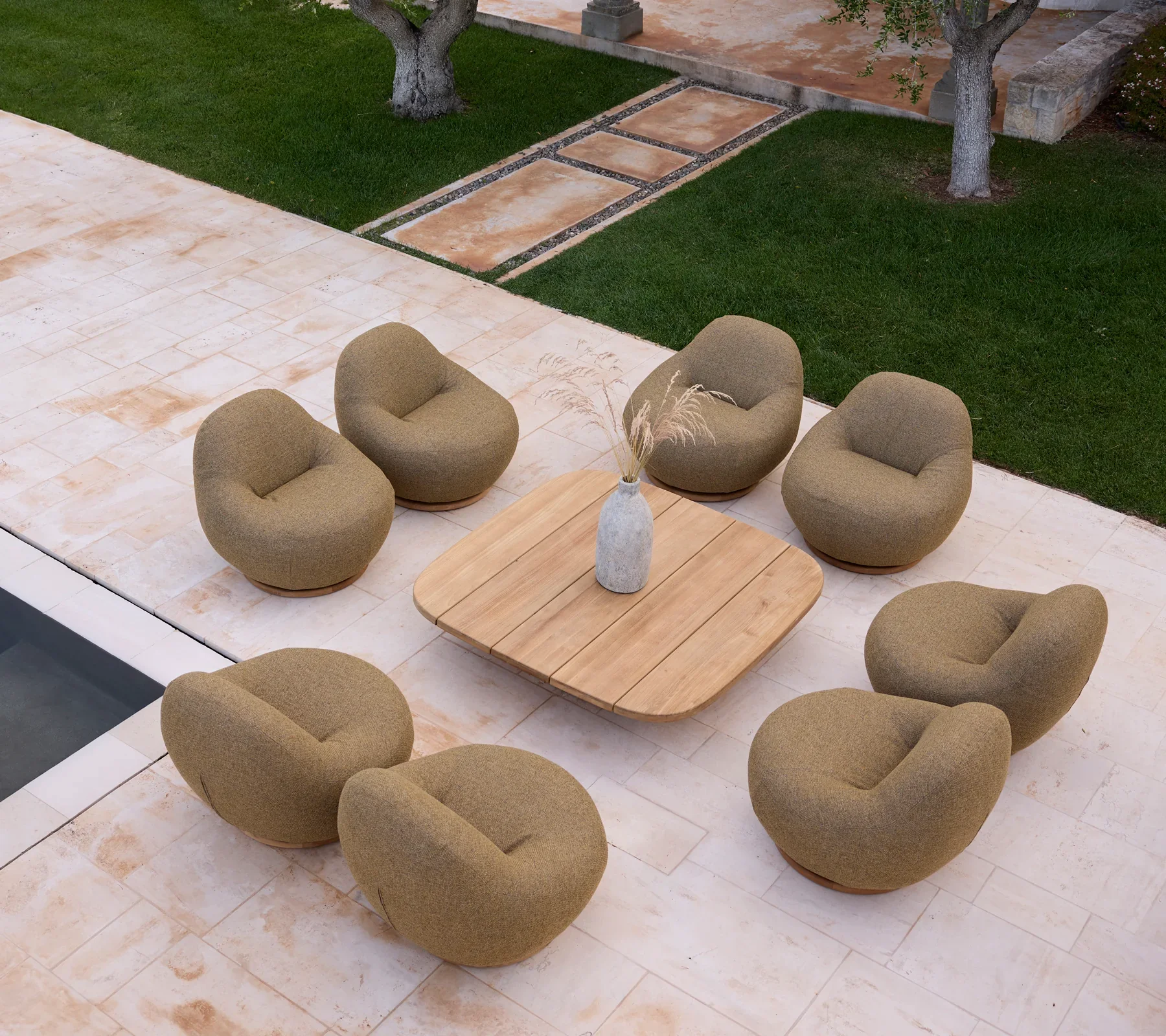 Gem Lounge Chair with Teak Swivel : Turmeric Yellow - Image 4