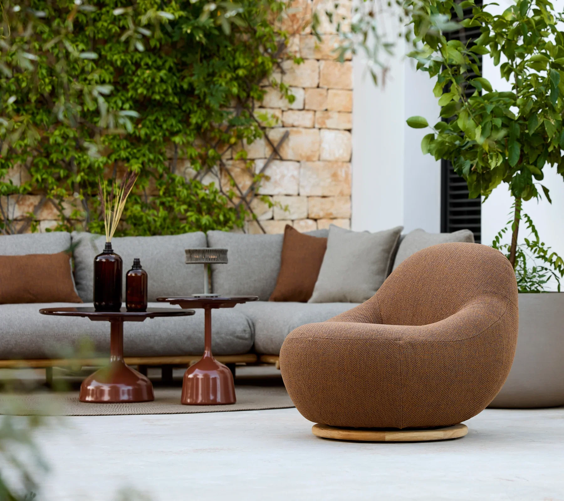 Gem Lounge Chair with Teak Swivel : Umber Brown - Image 4