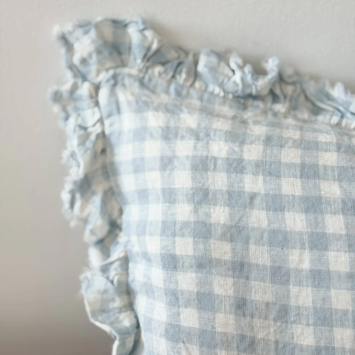 Hallie Light Blue Gingham Cushion 50x30 - Image 2