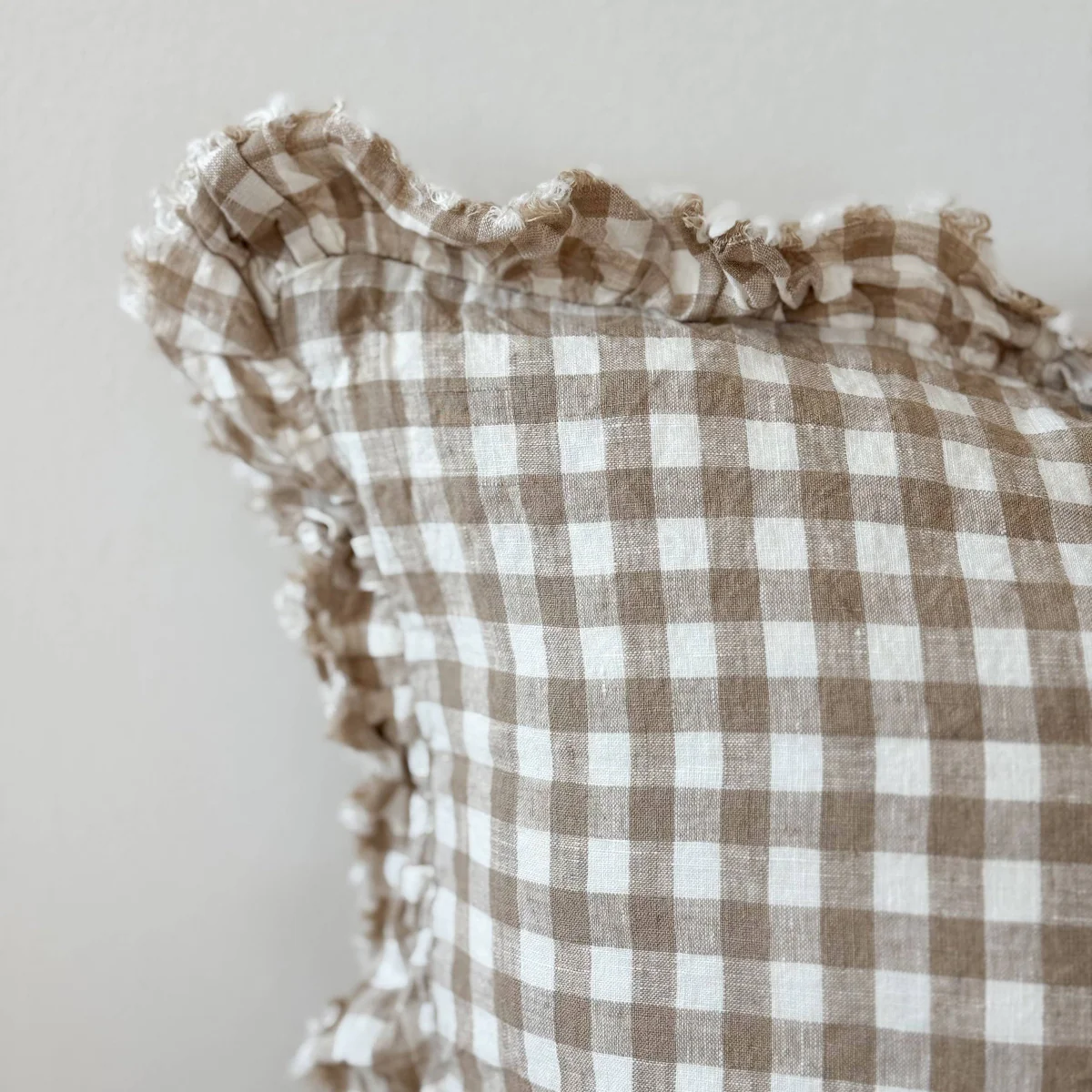 Hallie Light Brown Gingham Cushion - 45x45cm - Image 2