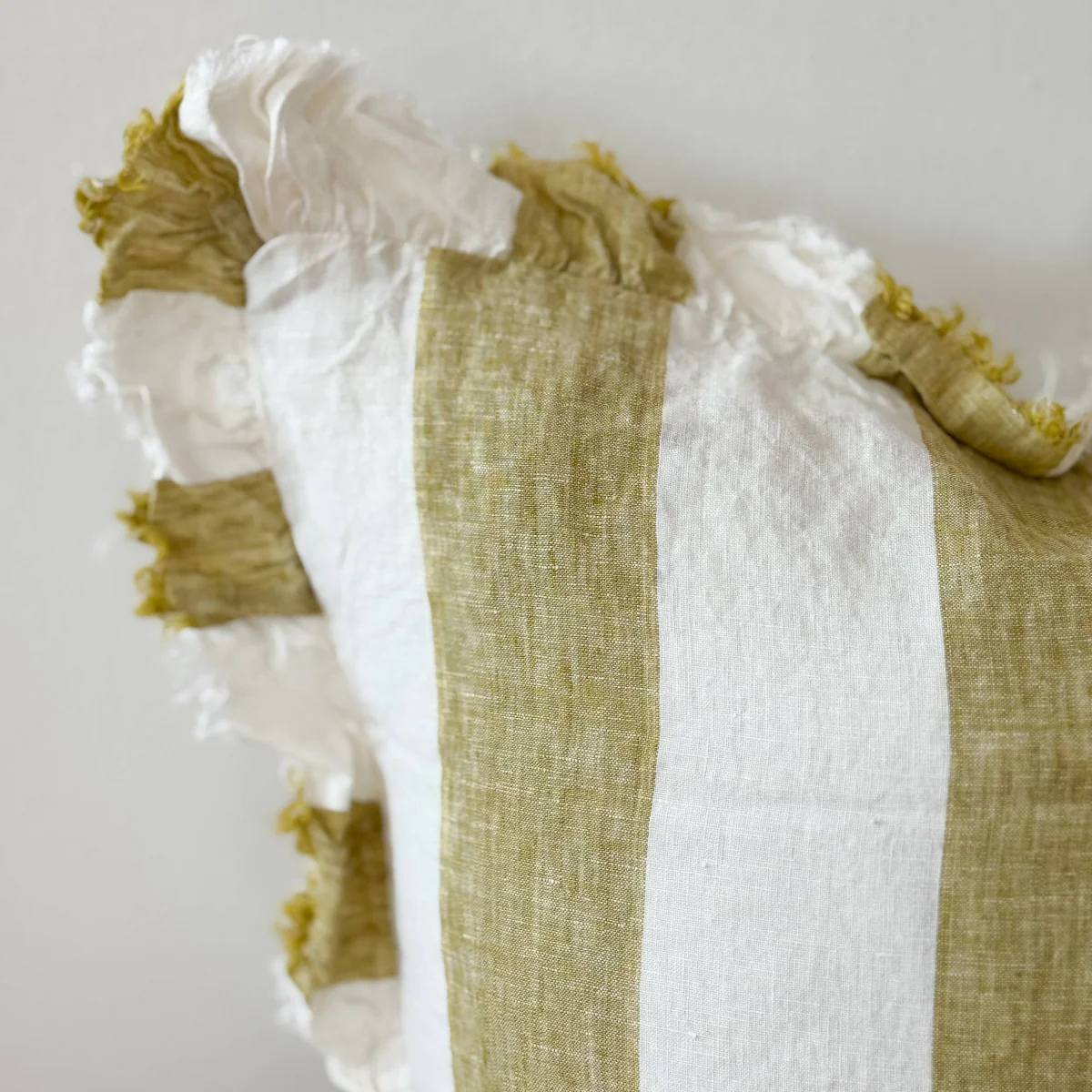 Hallie Light Olive Wide Stripe Cushion 45x45cm - Image 2