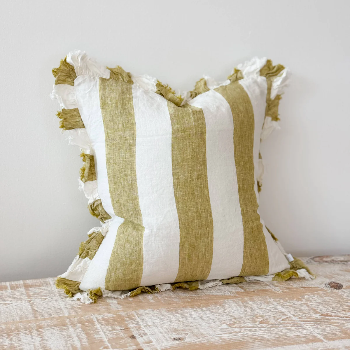 Hallie Light Olive Wide Stripe Cushion 45x45cm - Image 4
