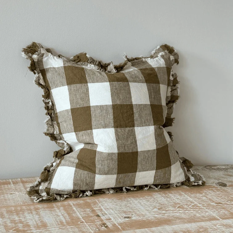 Hallie Olive Gingham Gingham Cushion Cover, 45x45cm - Image 2