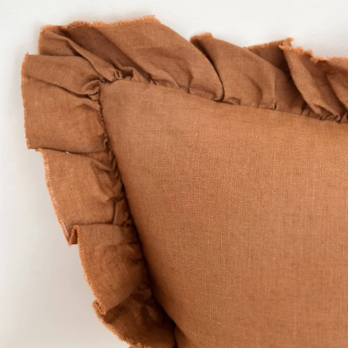Hallie Ruffled Linen Cushion Rust - 50x30 - Image 2