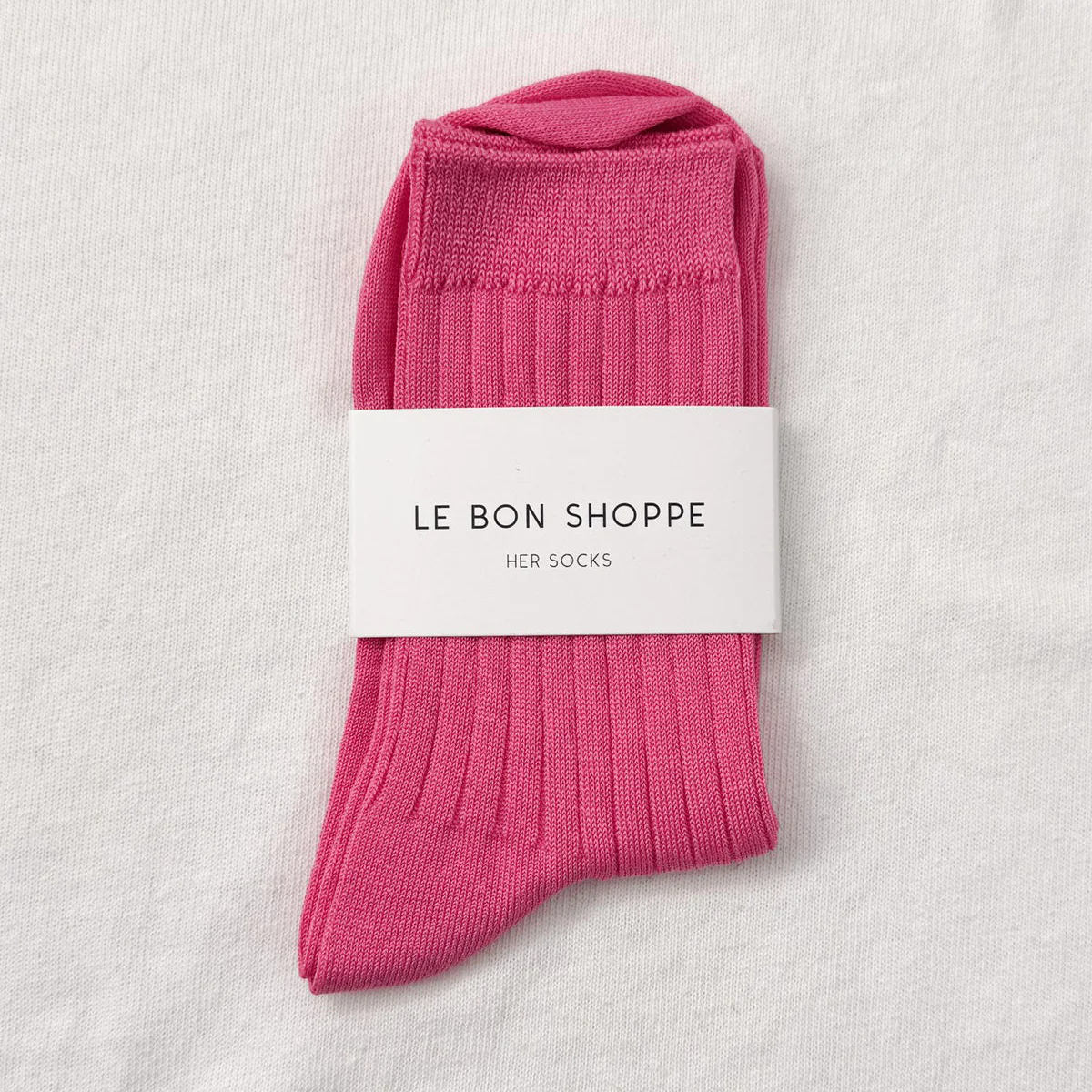 Her Socks - Mercerized Combed Cotton Rib Bright Pink - Image 4
