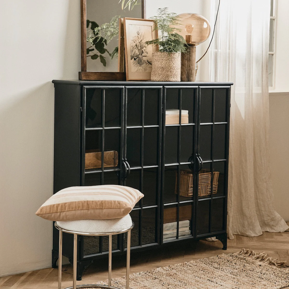 Iron & Glass Low Display Cabinet