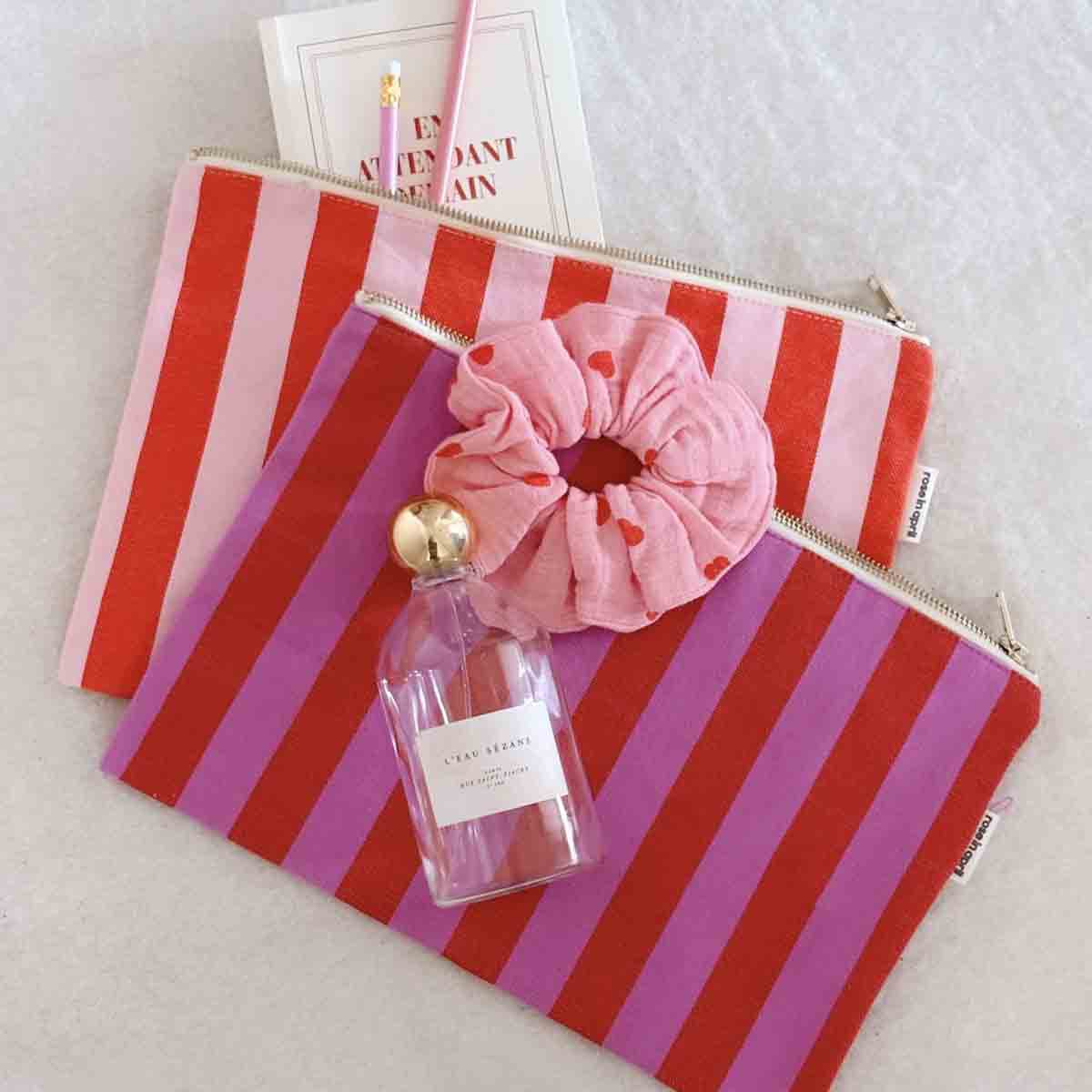 LILI FLAT POUCH STRIPES TOMATO / CANDY PINK: TOMATO / CANDY PINK - Image 5