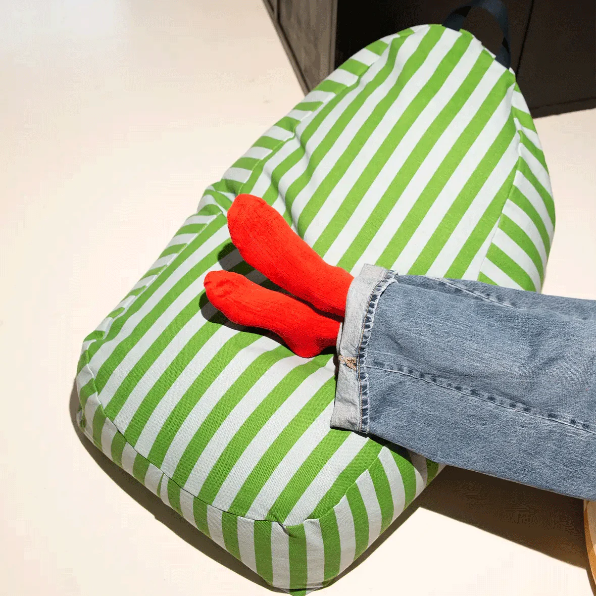 Long Beanbag - Kid Size - Bliss - Green Blue Stripes - Image 2