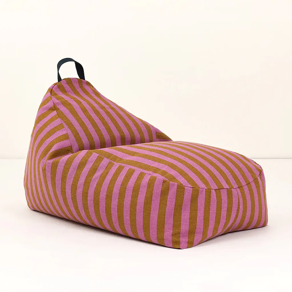 Long Beanbag - Kid Size - Bliss - Pink Curry Stripes