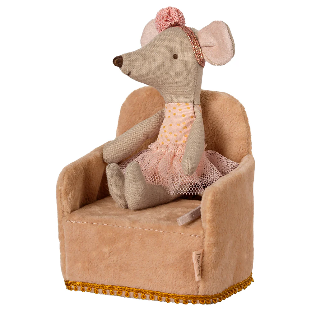 Maileg Mouse Chair Velvet Powder - Image 2