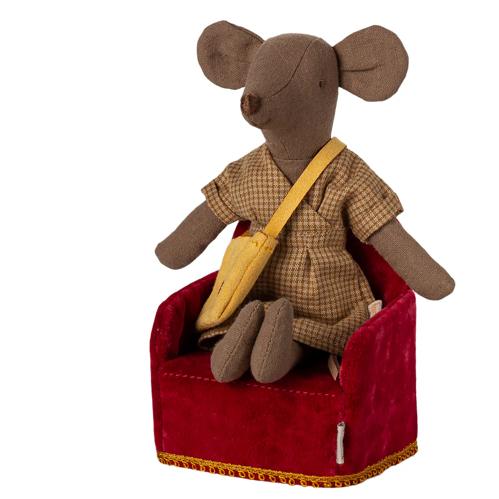 Maileg Mouse Chair Velvet Red - Image 3