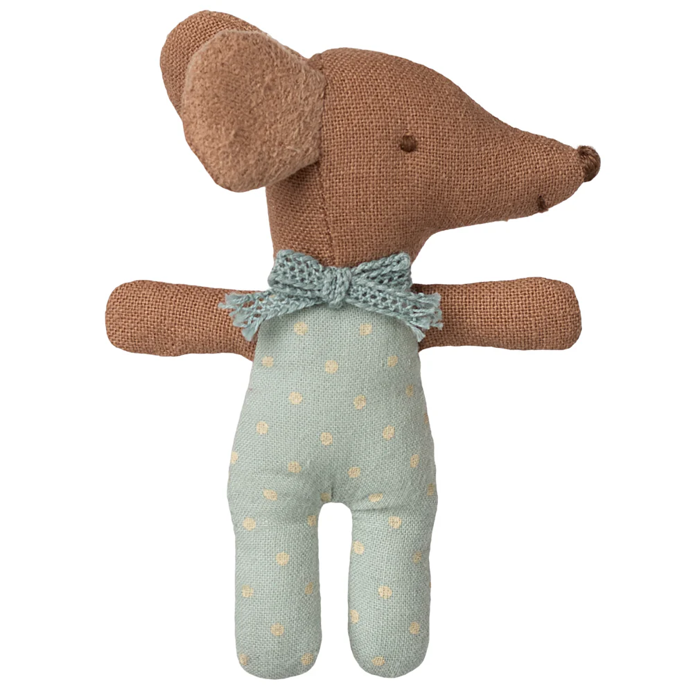 Maileg Sleepy Wakey Baby Mouse In Matchbox - Blue - Image 2