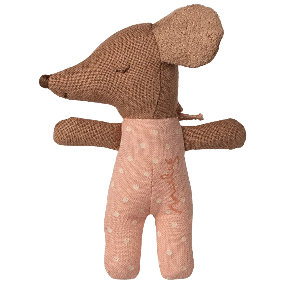 Maileg Sleepy Wakey Baby Mouse In Matchbox - Rose - Image 4