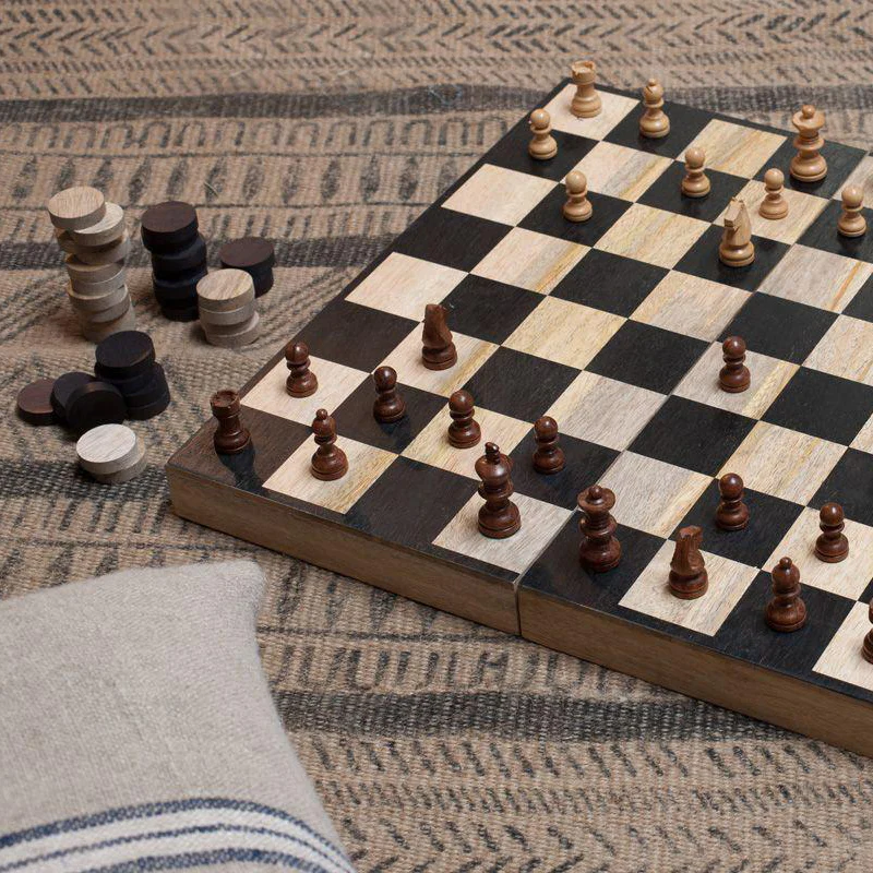 Mango Wood Chess & Draughts - Image 2